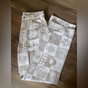 NWOT H&M x Smiley Patterned Wide Leg Pants/ Jeans Size 4